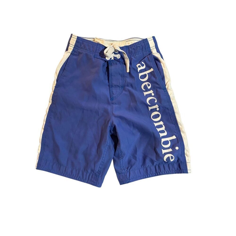 Abercrombie kids boys, blue board shorts, swim trunks logo small